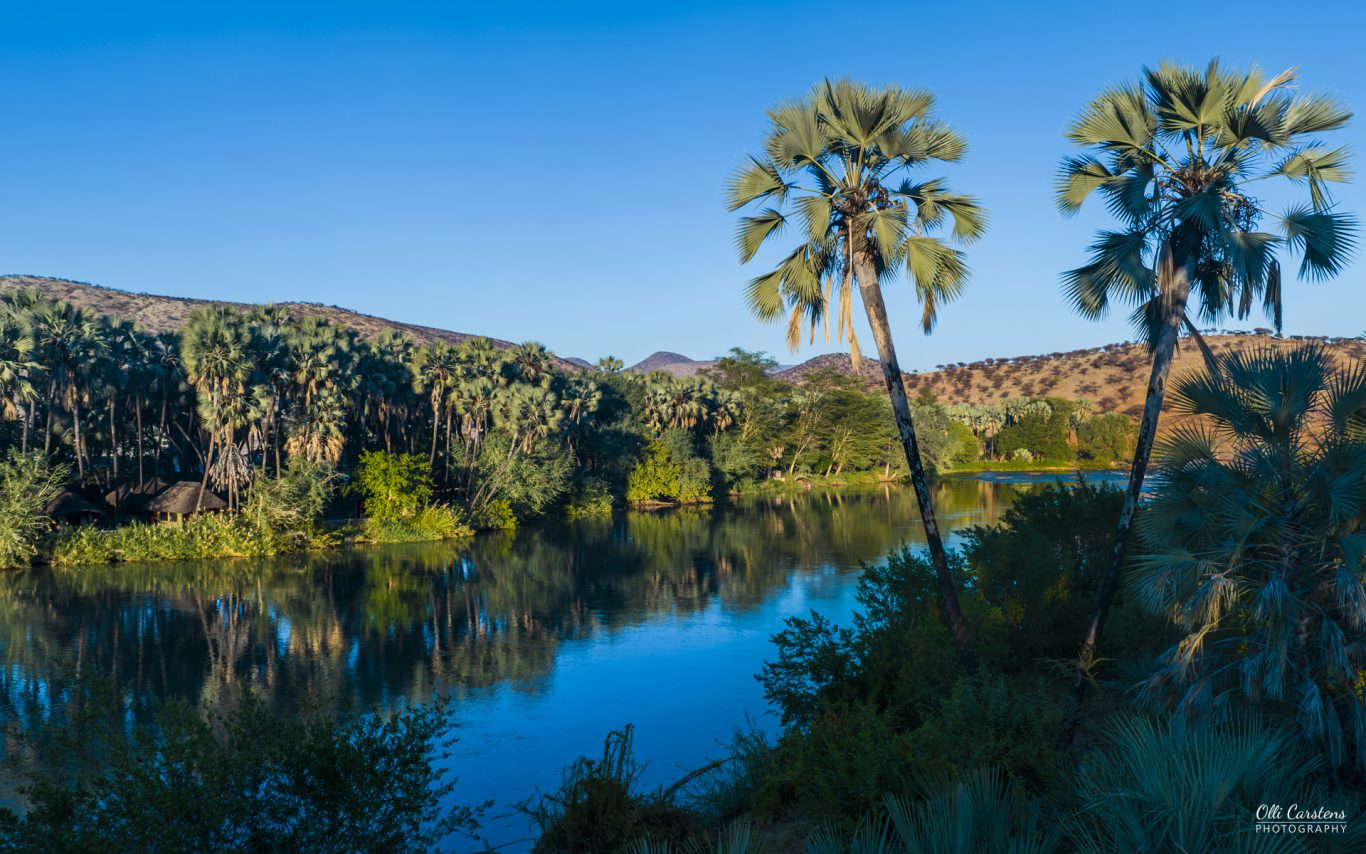 Epupa Kunene Kaokoland Namibia Morgenstimmung am Kunene bei den Epupa Falls im Norden Namibias.